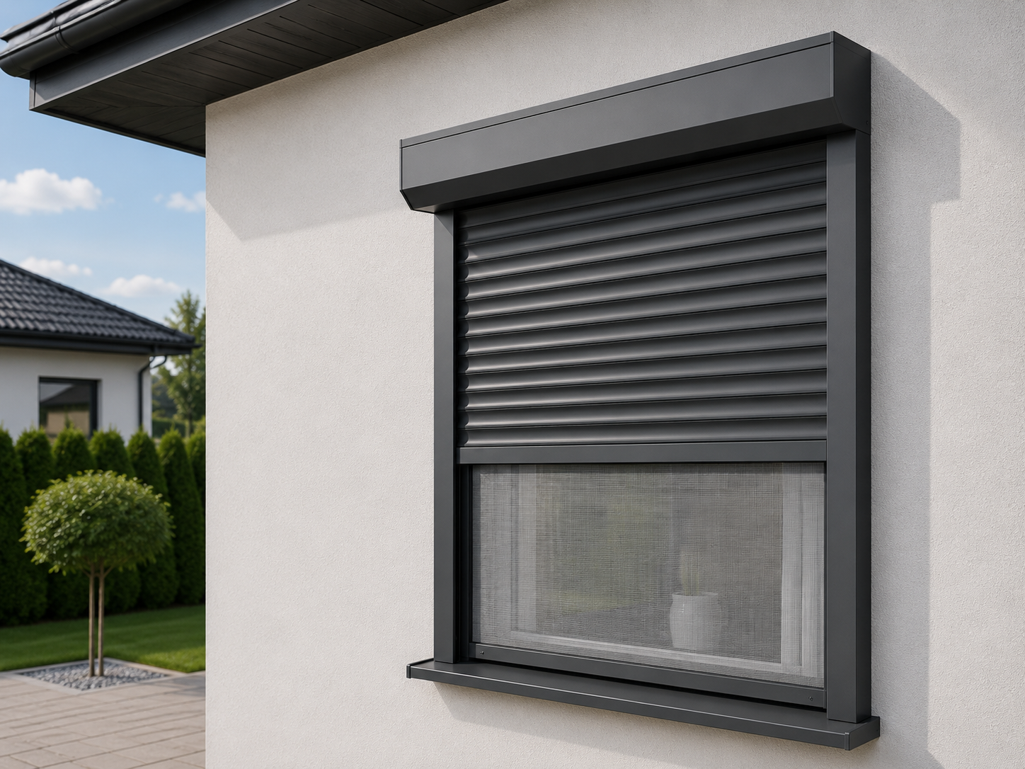 Hliníkové rolety BOX 180mm s rolovacou sieťou - výška do 2240 mm - RUČNÉ OVLÁDANIE
